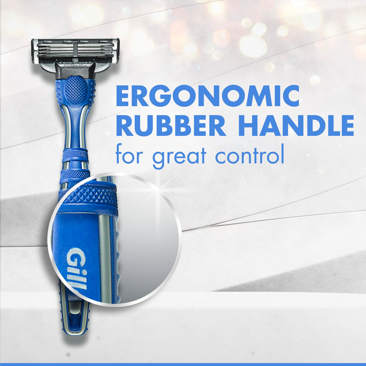 Gillette Mach3 razor held in hand demonstrating easy maneuverability and precision