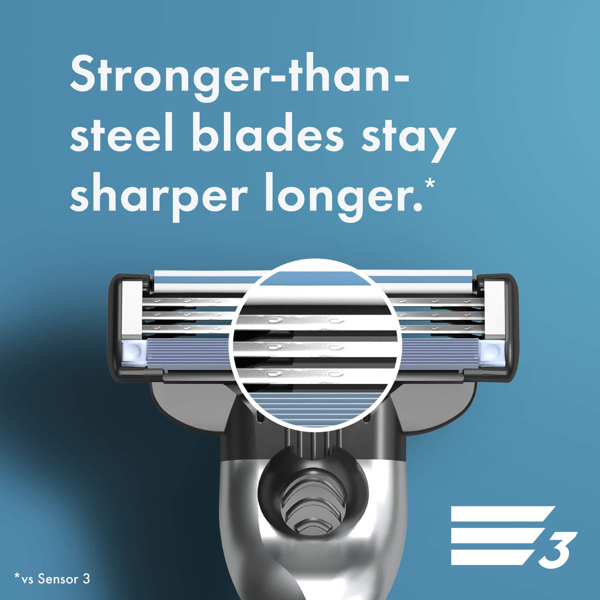 Gillette Mach3 on bathroom shelf lifestyle image showing ready use
