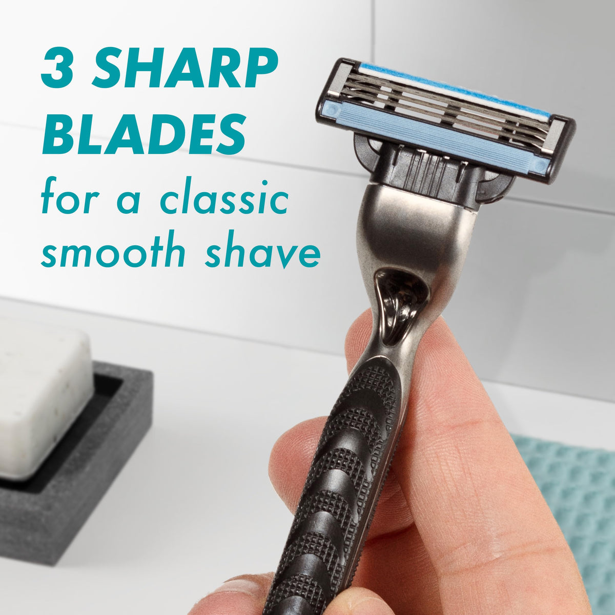Gillette Mach3 Lubrastrip detail showing improved glide for smoother shaving