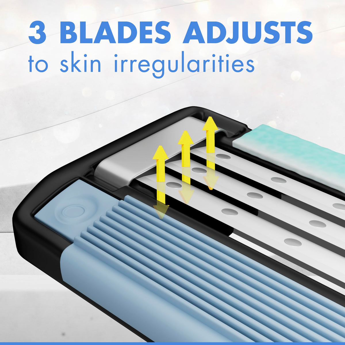 Gillette Mach3 Lubrastrip detail showing fade-to-white indicator for timely replacement