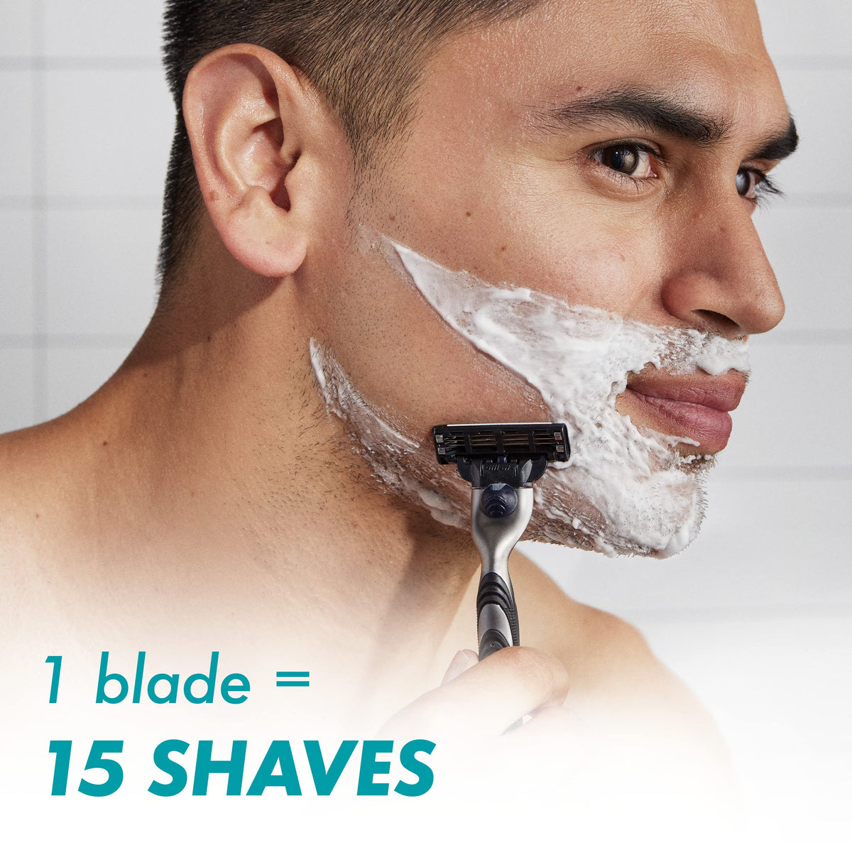 Gillette Mach3 lubrastrip detail illustrating improved glide for smoother shaves