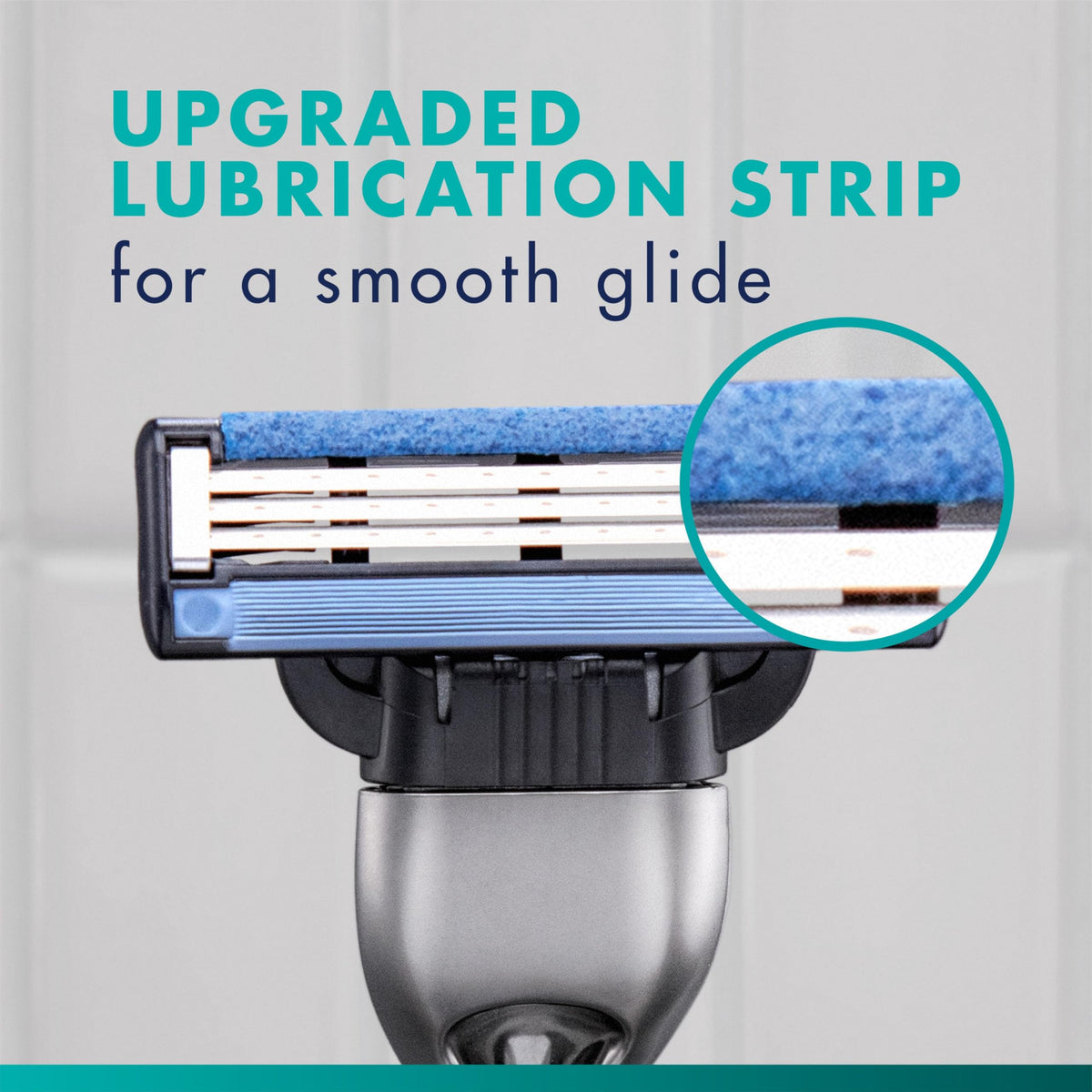 Gillette Mach3 lubrication strip detail for smoother glide benefit