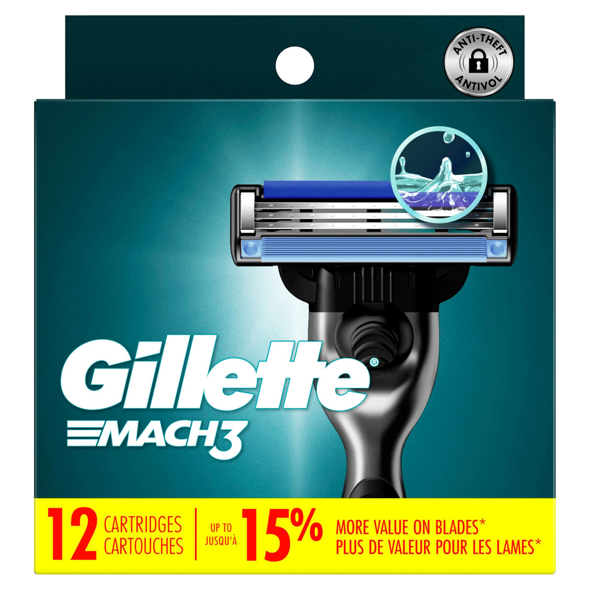 Gillette Mach3 back label detail showing ingredients and usage benefits