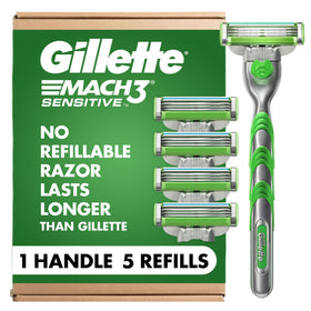 Gillette Mach3 handle front view showing ergonomic grip and control benefit