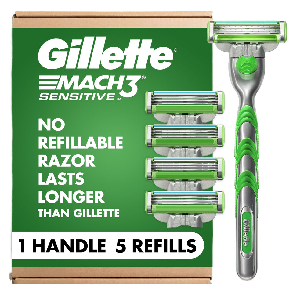 Gillette Mach3 handle front view showing ergonomic grip and control benefit