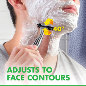 Gillette Mach3 sensitive shown in hand to convey size and control
