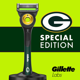Gillette Packers logo on handle in bathroom for fan-style display