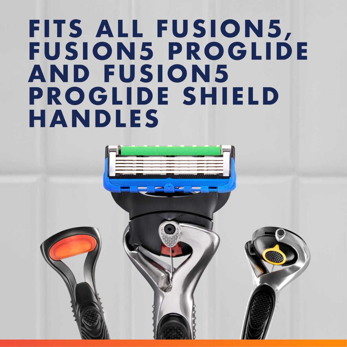 Gillette cartridge attached to compatible Fusion handle demonstrating fit