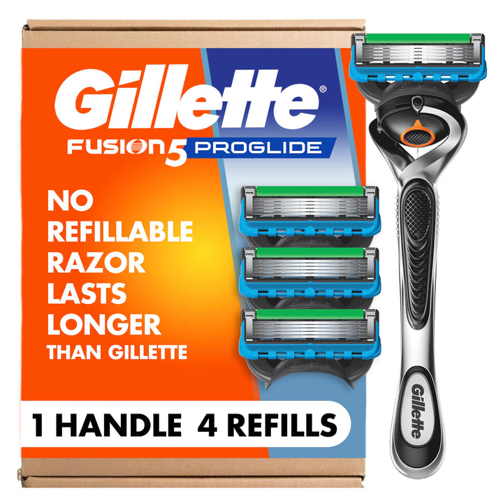 Gillette ProGlide handle front view highlighting ergonomic grip and control