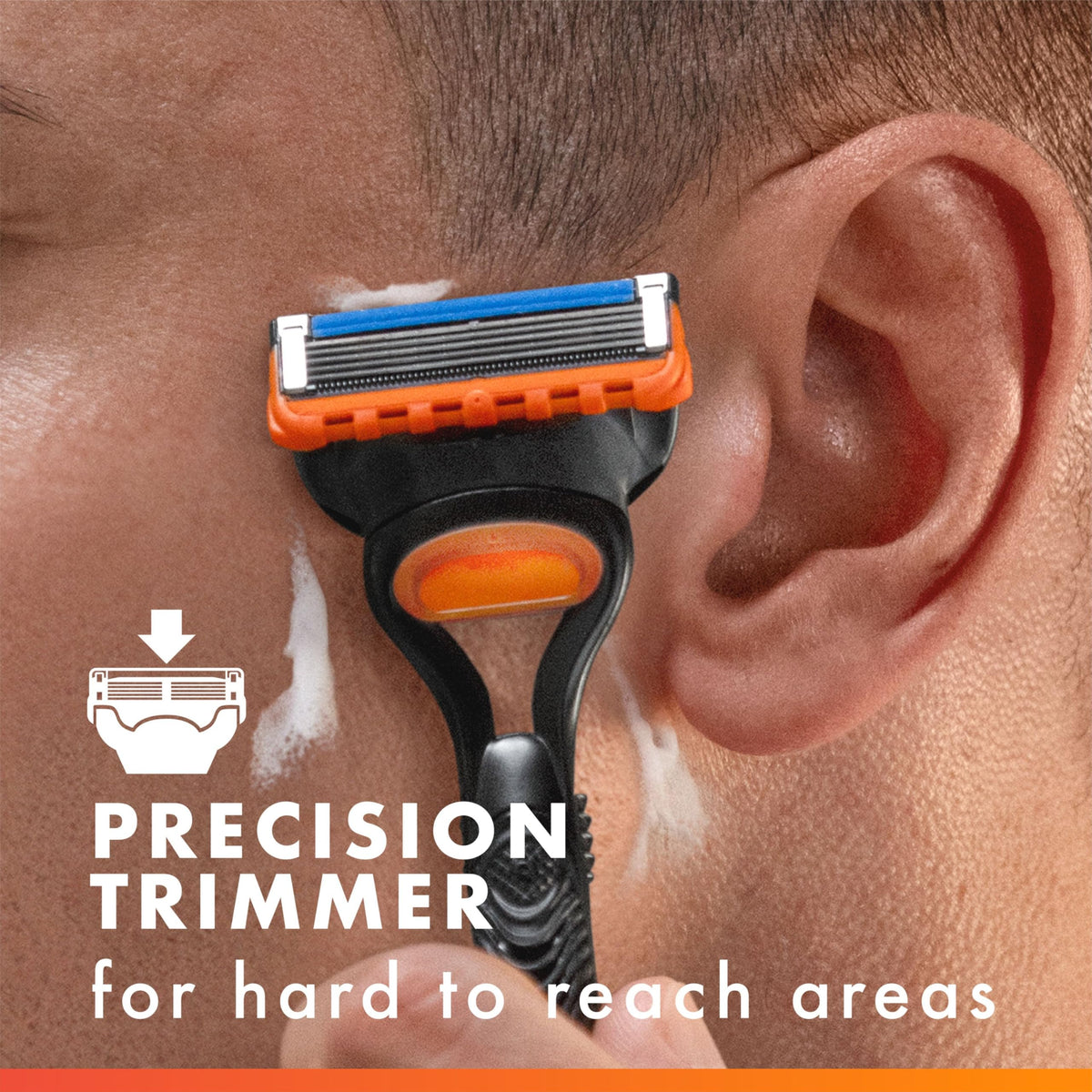 Gillette refills next to ruler showing one-month-per-refill expected duration