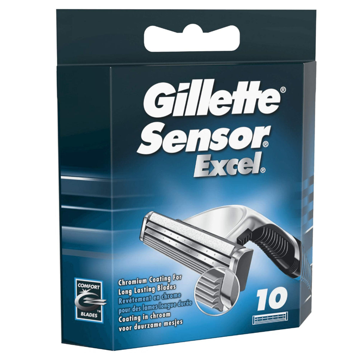 Gillette Sensor Excel close-up of double-leaf spring blades for smoother shave