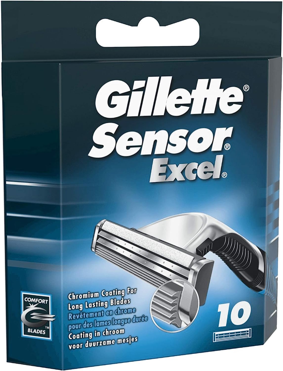 Gillette Sensor Excel close-up of twin blades and microfins for smoother shave