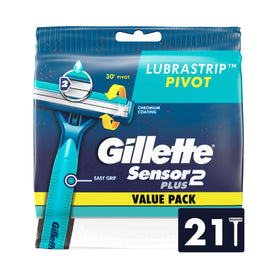 Gillette Sensor2 front pack showing 21-count, clear value and convenience