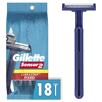Gillette Sensor2 front packaging showing 18-count pack and brand benefits
