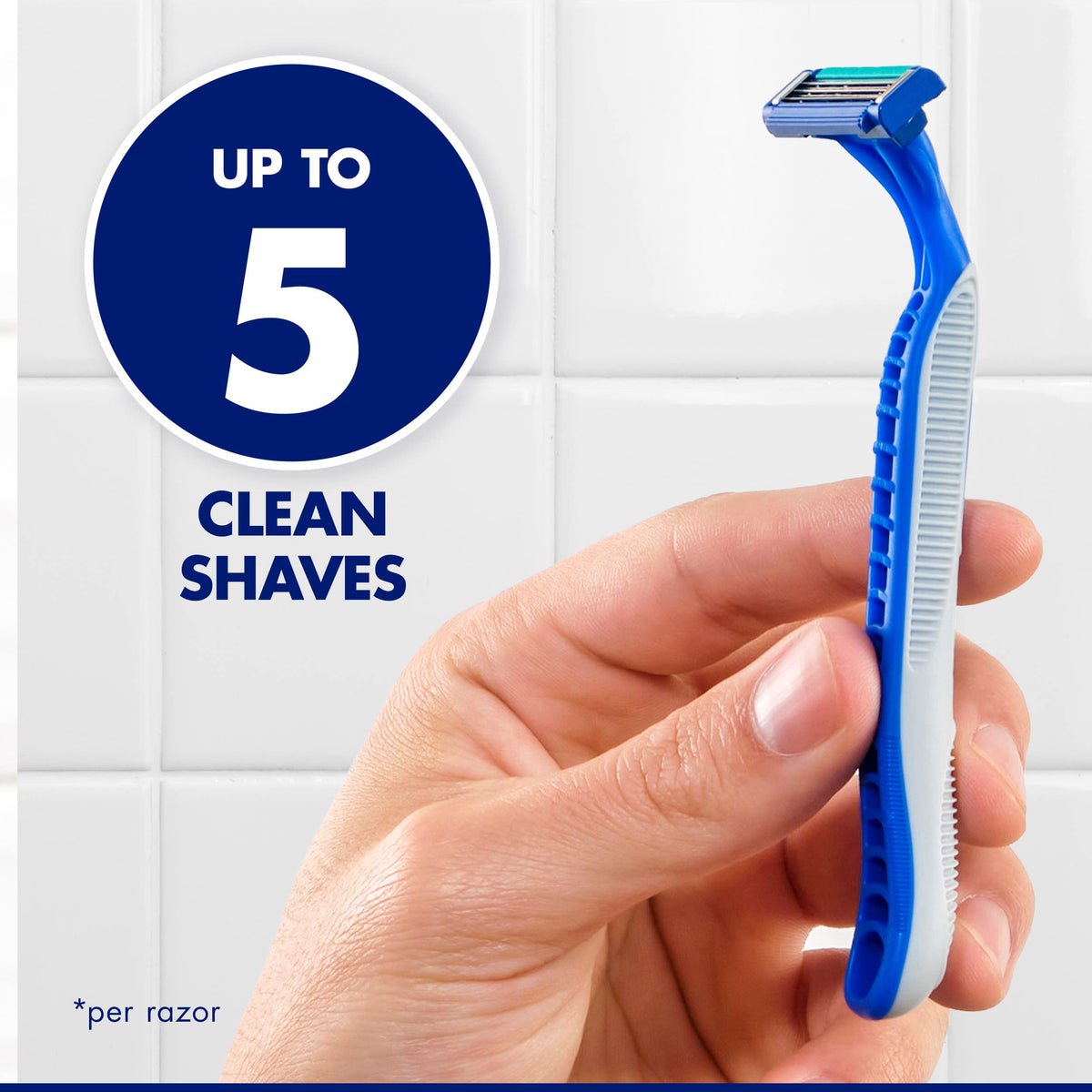 Gillette Sensor3 close-up of three blades highlighting precise cutting