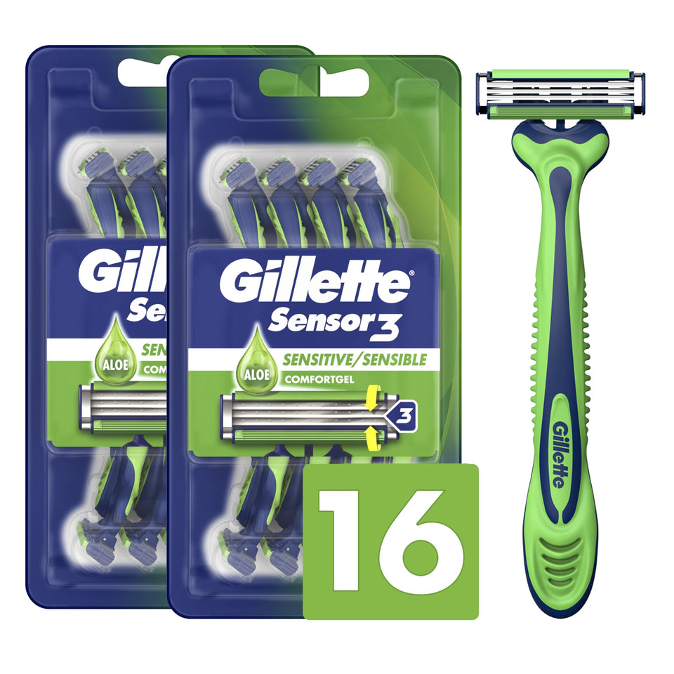 Gillette Sensor3 front packaging showing product count and branding for clarity