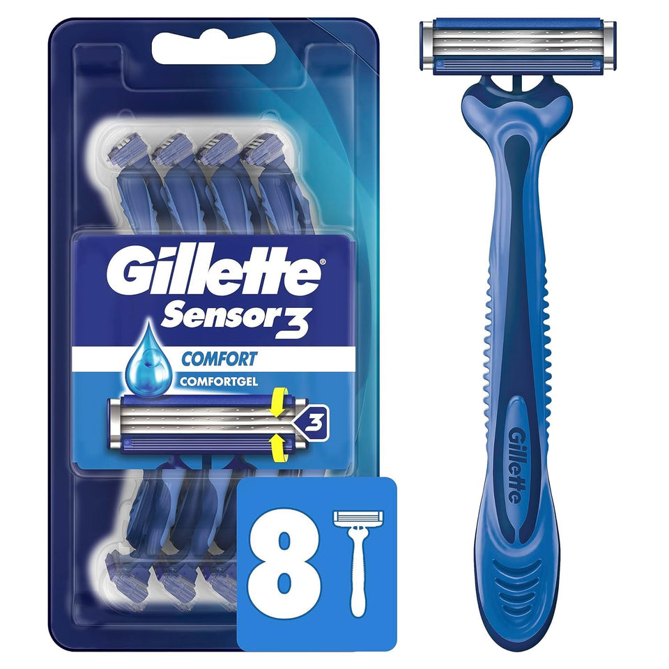 Gillette Sensor3 front packaging showing product and count for quick identification and value