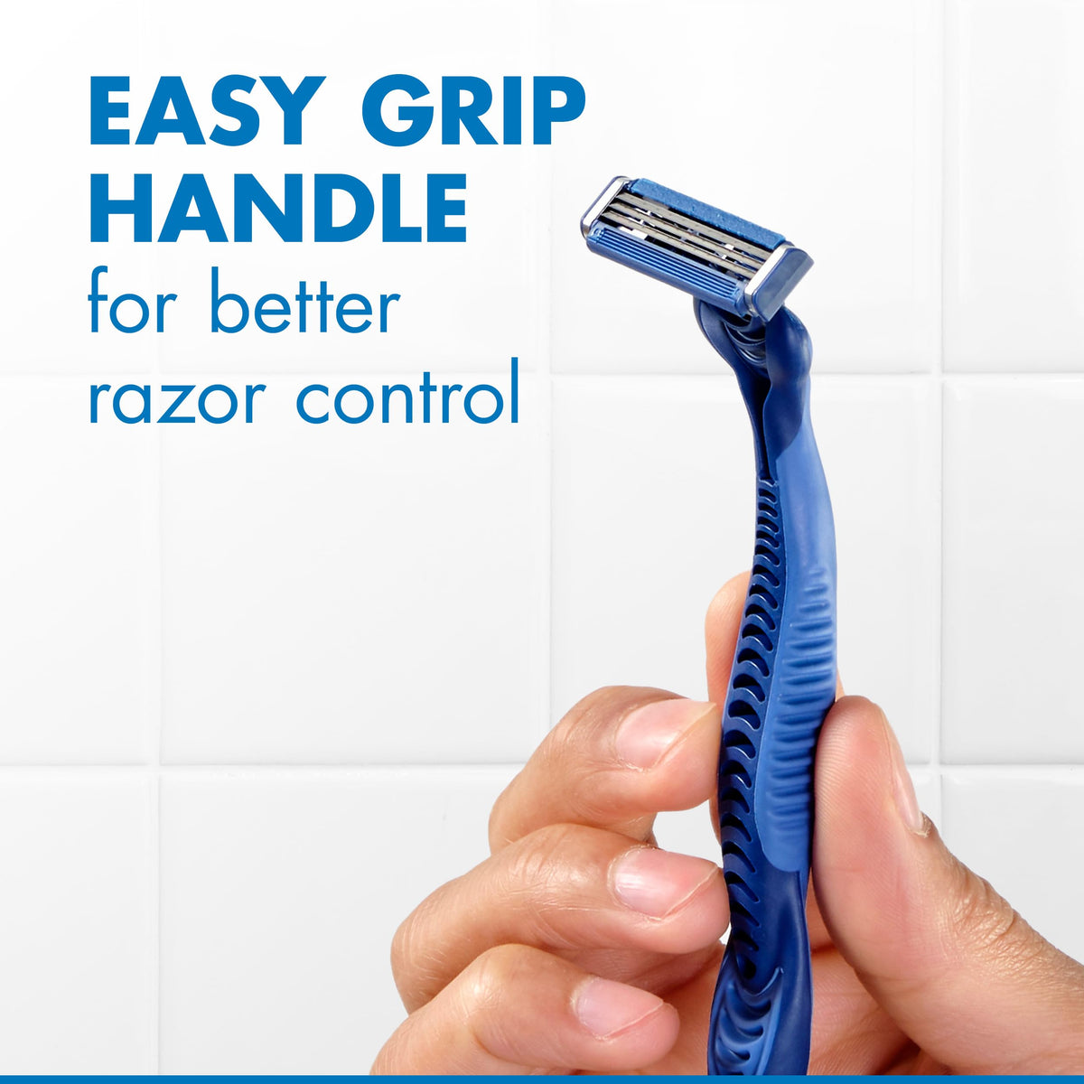Gillette Sensor3 anti-slip rubber handle close-up for secure grip