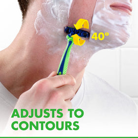 Gillette Sensor3 in-use shaving a jawline showing gentle performance