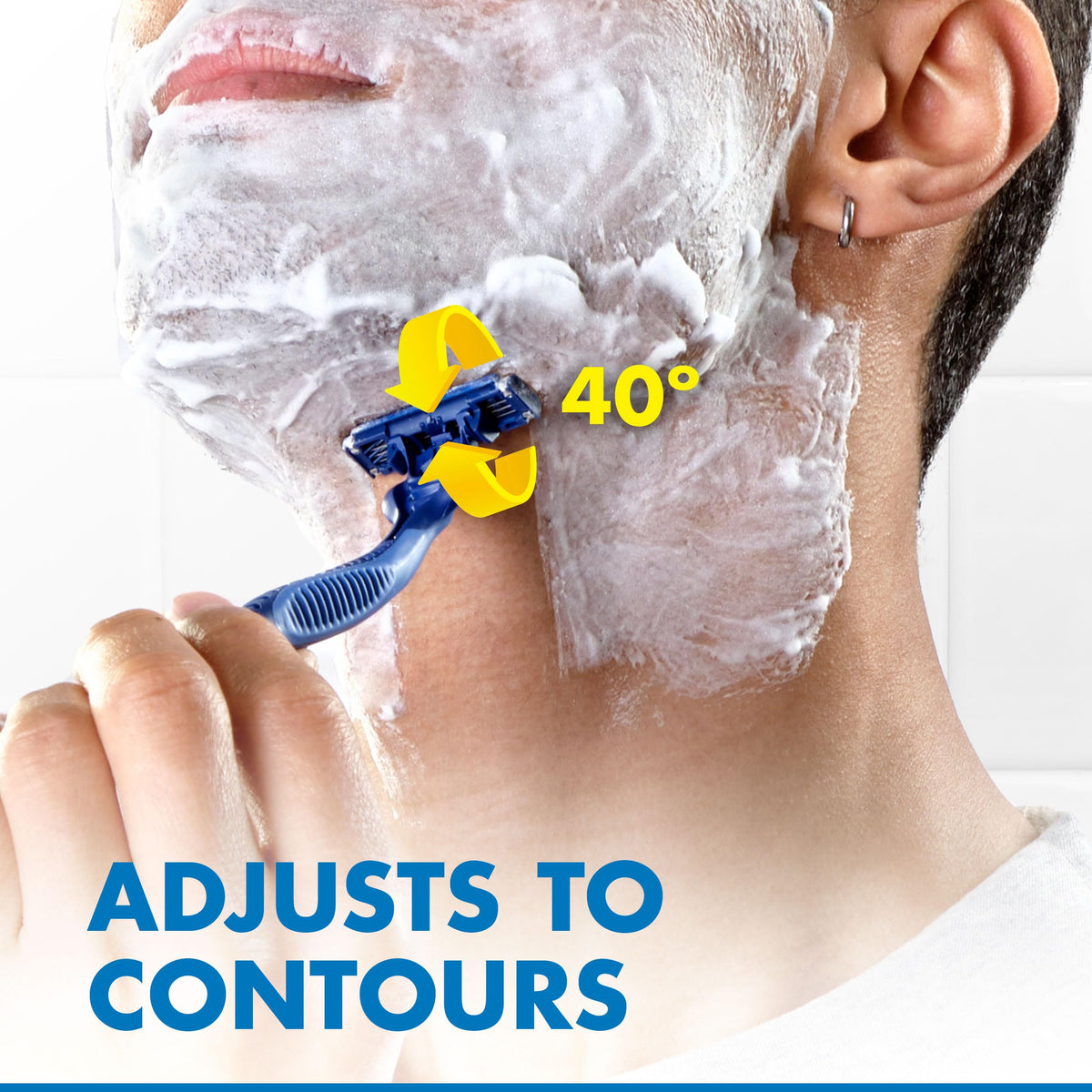 Gillette Sensor3 Lubrastrip detail illustrating Comfortgel glide benefit