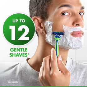 Gillette Sensor3 pivoting head shown at 40 degrees adjusting to facial contour benefit