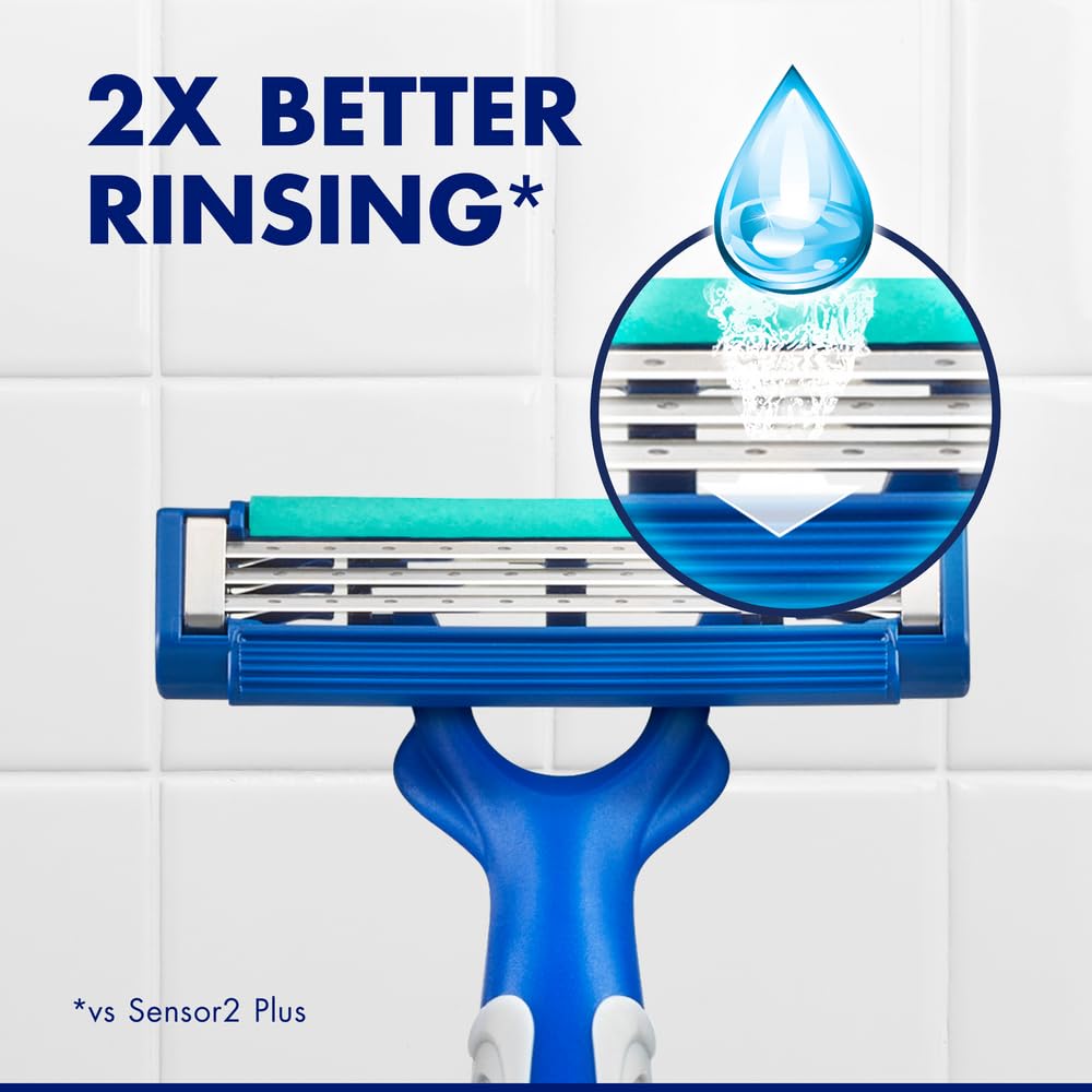 Gillette Sensor3 travel kit on bathroom counter showing convenient portability