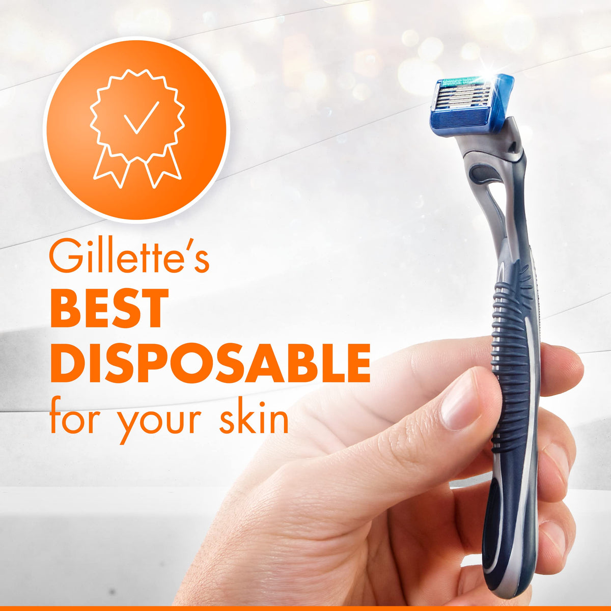 Gillette Sensor5 on bathroom counter lifestyle shot showing everyday grooming ease