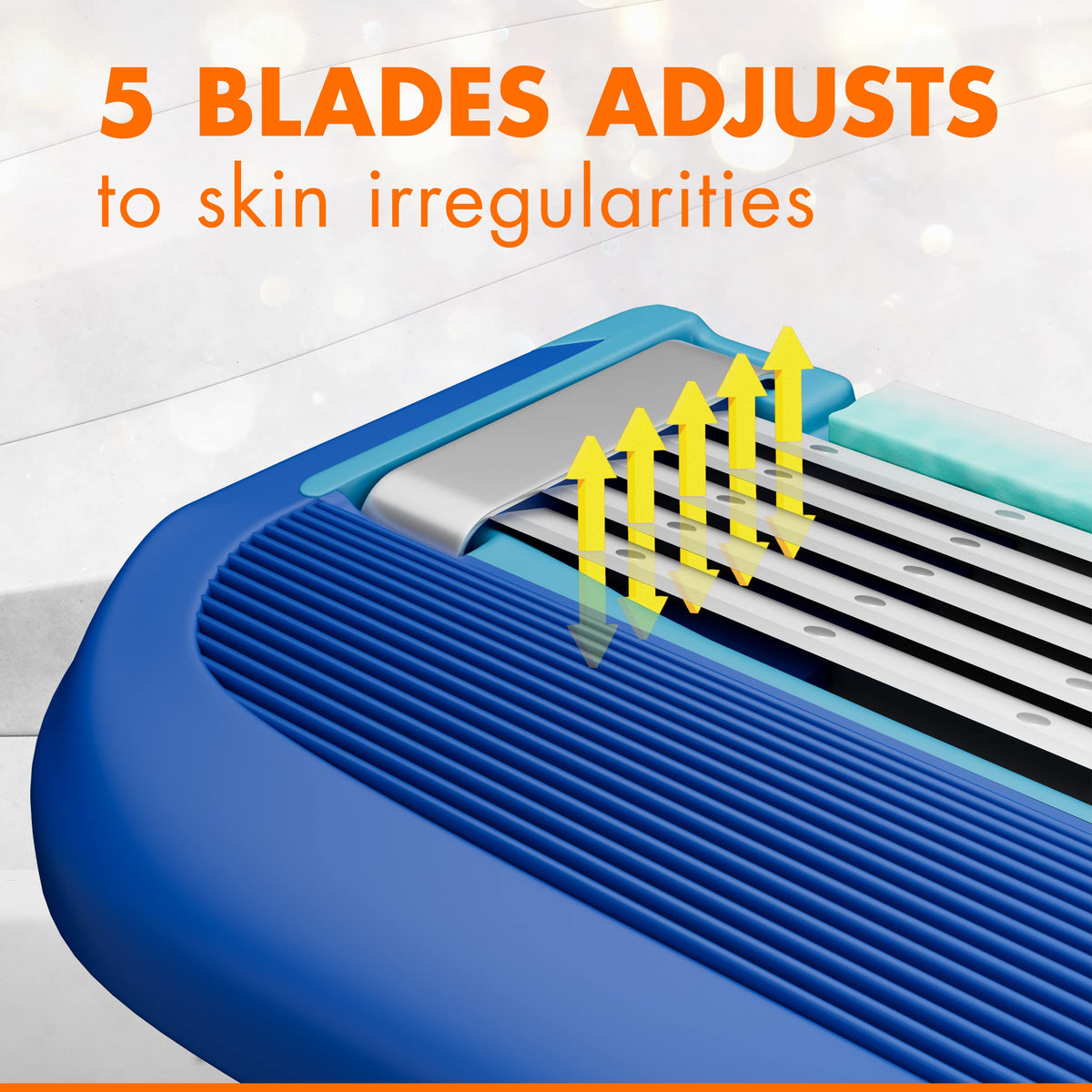 Gillette Sensor5 Lubrastrip detail highlighting glide and reduced friction benefit
