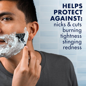 Gillette close-up of thick lather texture demonstrating smooth razor glide