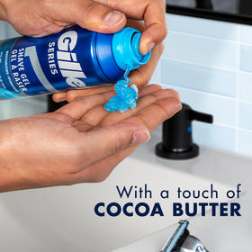 Gillette dispense gel on hand showing easy spread and skin protection benefit