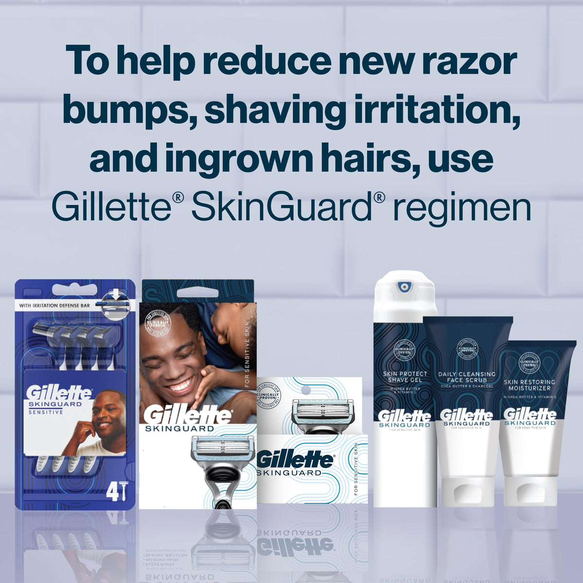 Gillette SkinGuard smooth skin closeup after application showing reduced tightness and softness