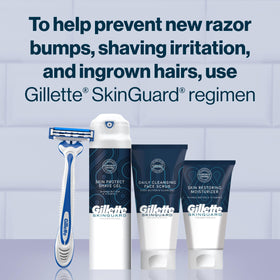 Gillette SkinGuard easy rinse blades detail clearing debris for faster blade cleaning