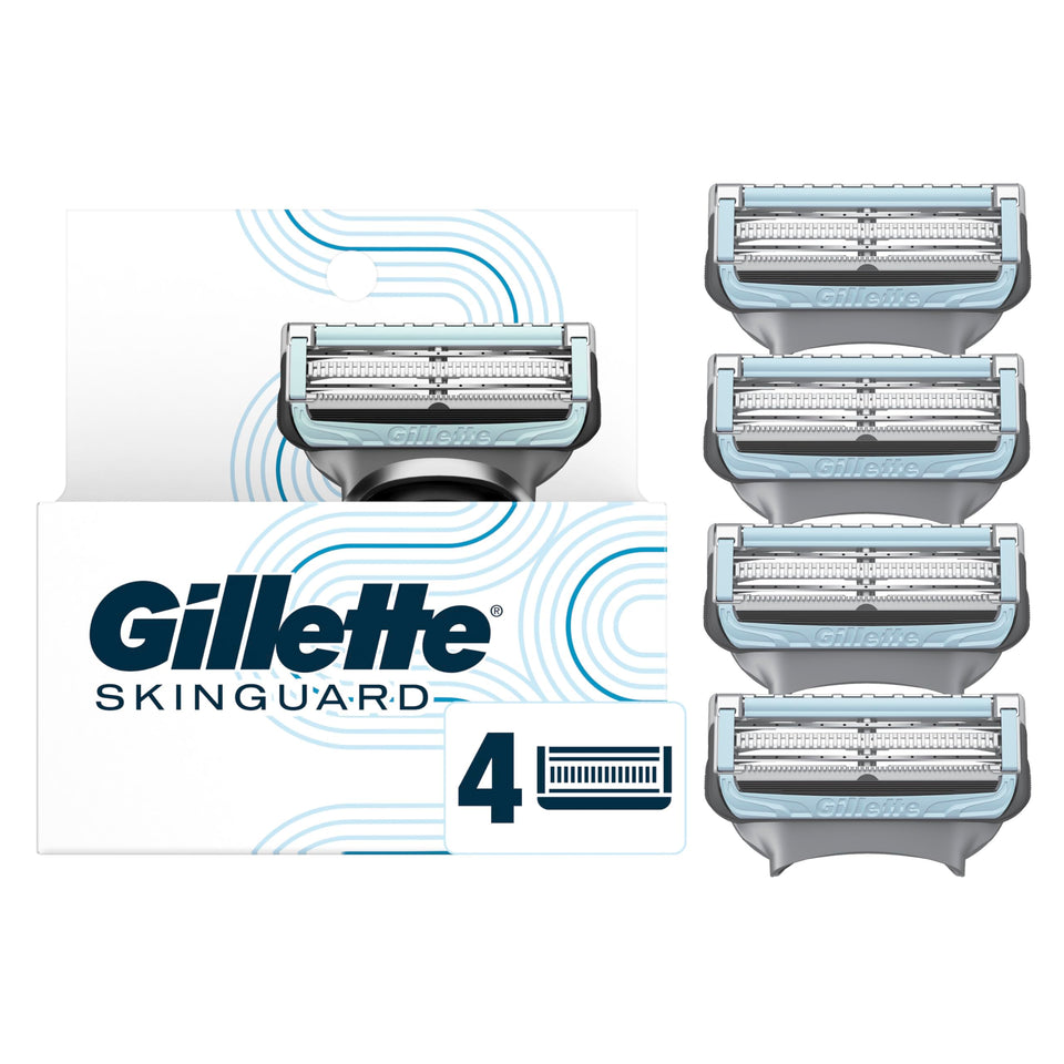 Gillette front packaging showing SkinGuard refills and benefits