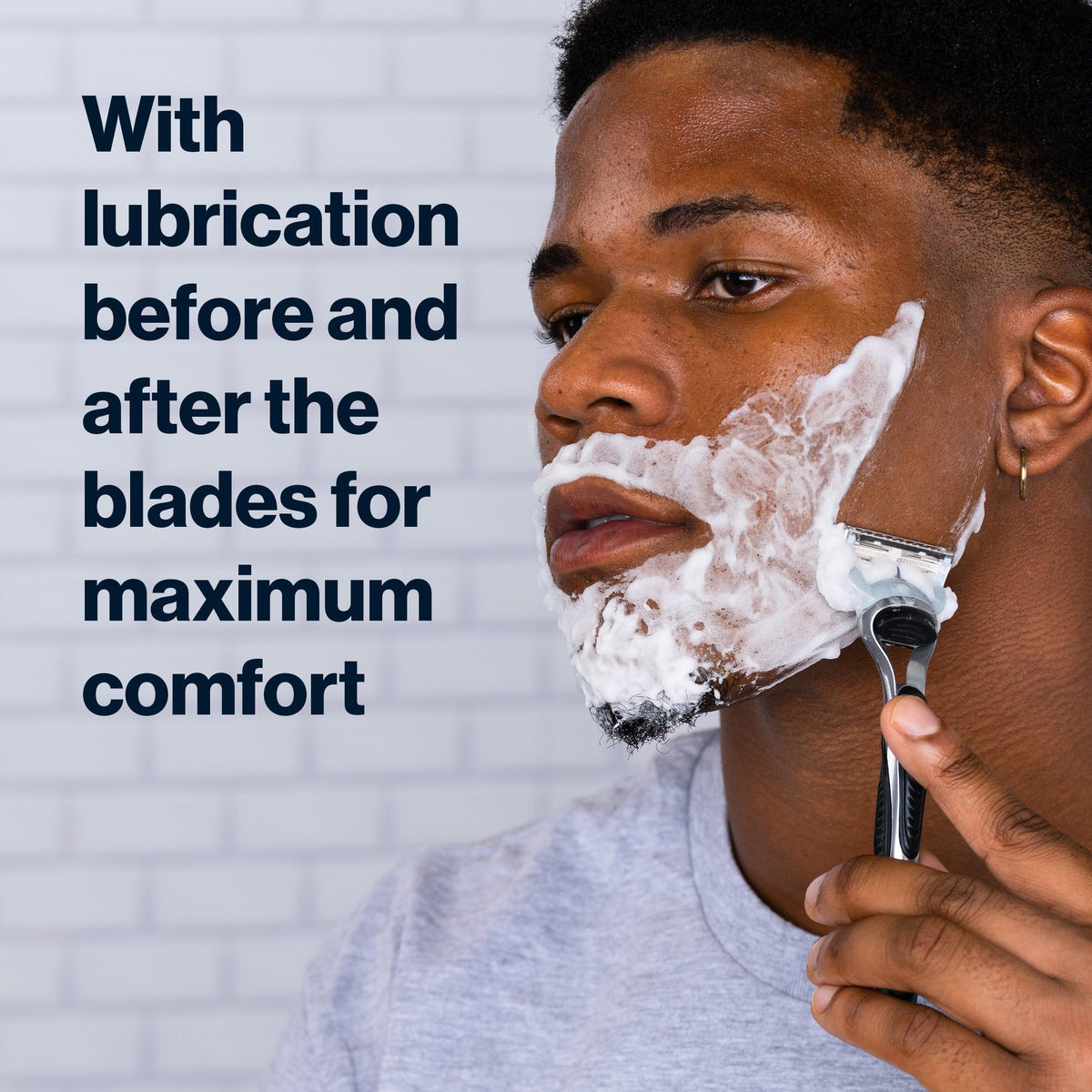Gillette SkinGuard lubrication strip close-up providing glide and comfort