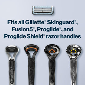 Gillette SkinGuard microfins texture close-up smoothing skin before cutting