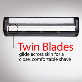 Gillette TRAC II Plus close-up of twin blades highlighting consistent cutting