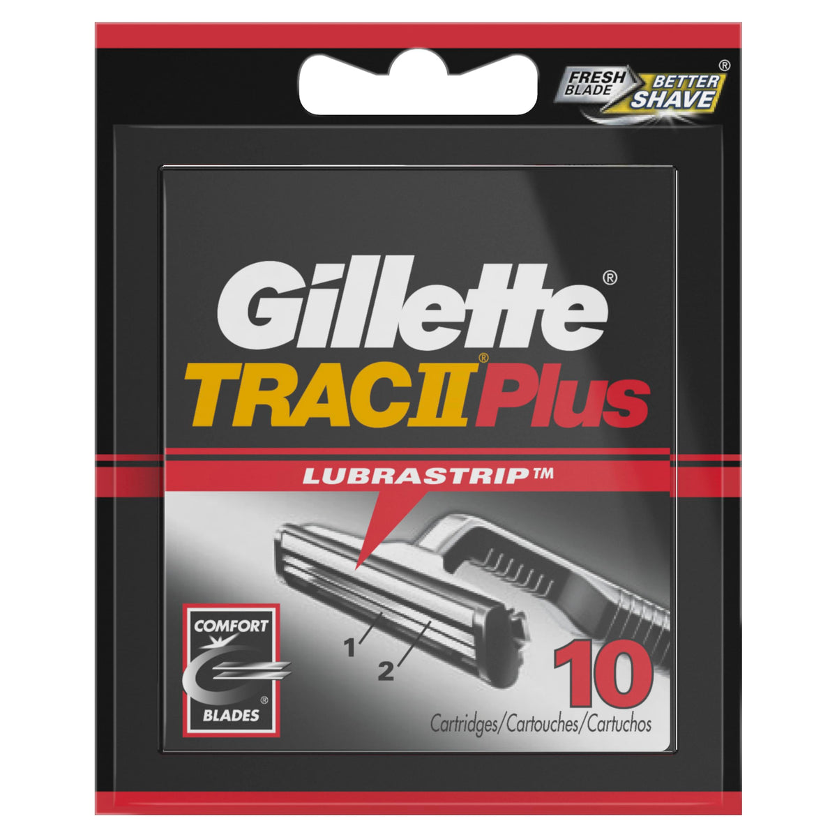Gillette TRAC II Plus shaving a man’s jawline illustrating close, comfortable shave