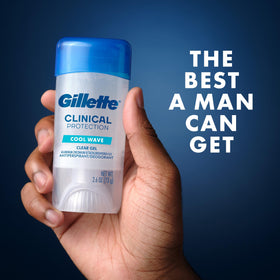 Gillette container top view indicating 2.6 oz portability benefit