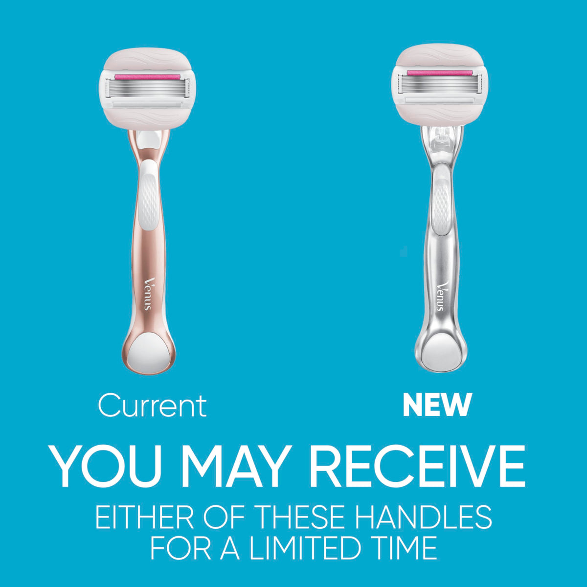 Gillette Venus cartridge close-up showing five diamond-like blades for closeness