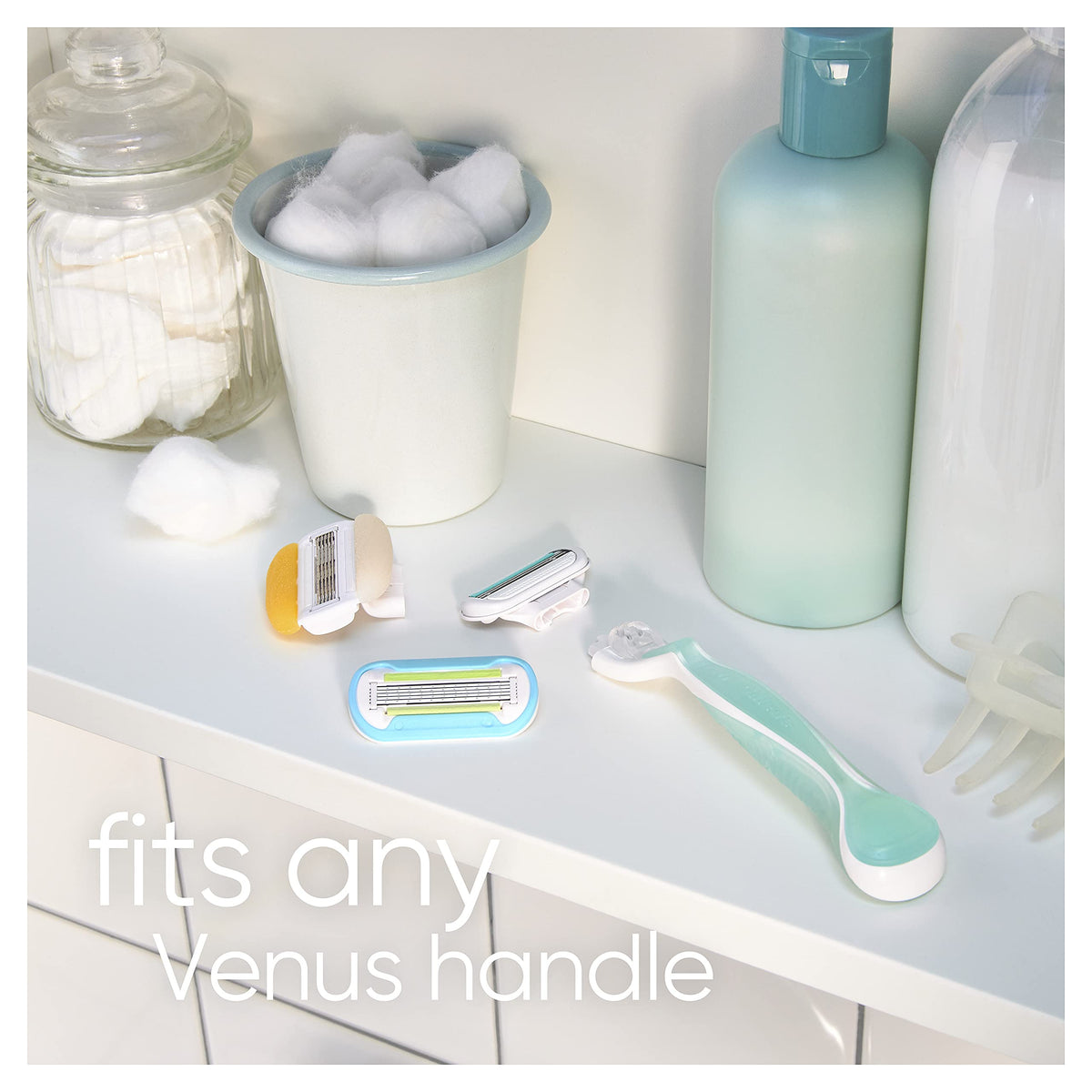Gillette Venus cartridge snapped onto handle showing easy fit and quick replacement