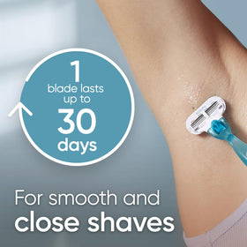 Gillette Venus close-up of three blades delivering closer shave performance