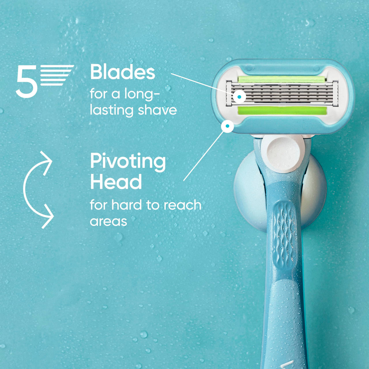 Gillette Venus close-up of the five diamond-like coated blades for smoothness