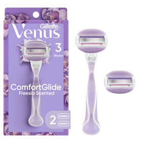 Gillette Venus handle front view showing ergonomic grip and secure control