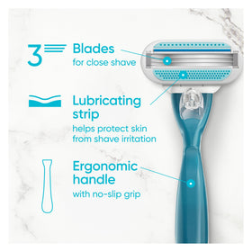 Gillette Venus handle close-up textured grip for secure control
