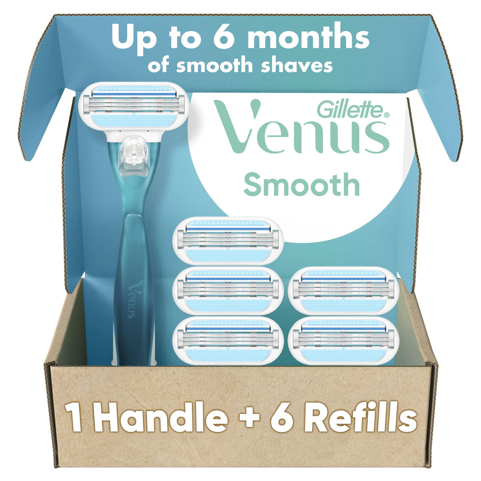 Gillette Venus front view of soft-grip gel handle showing control benefit