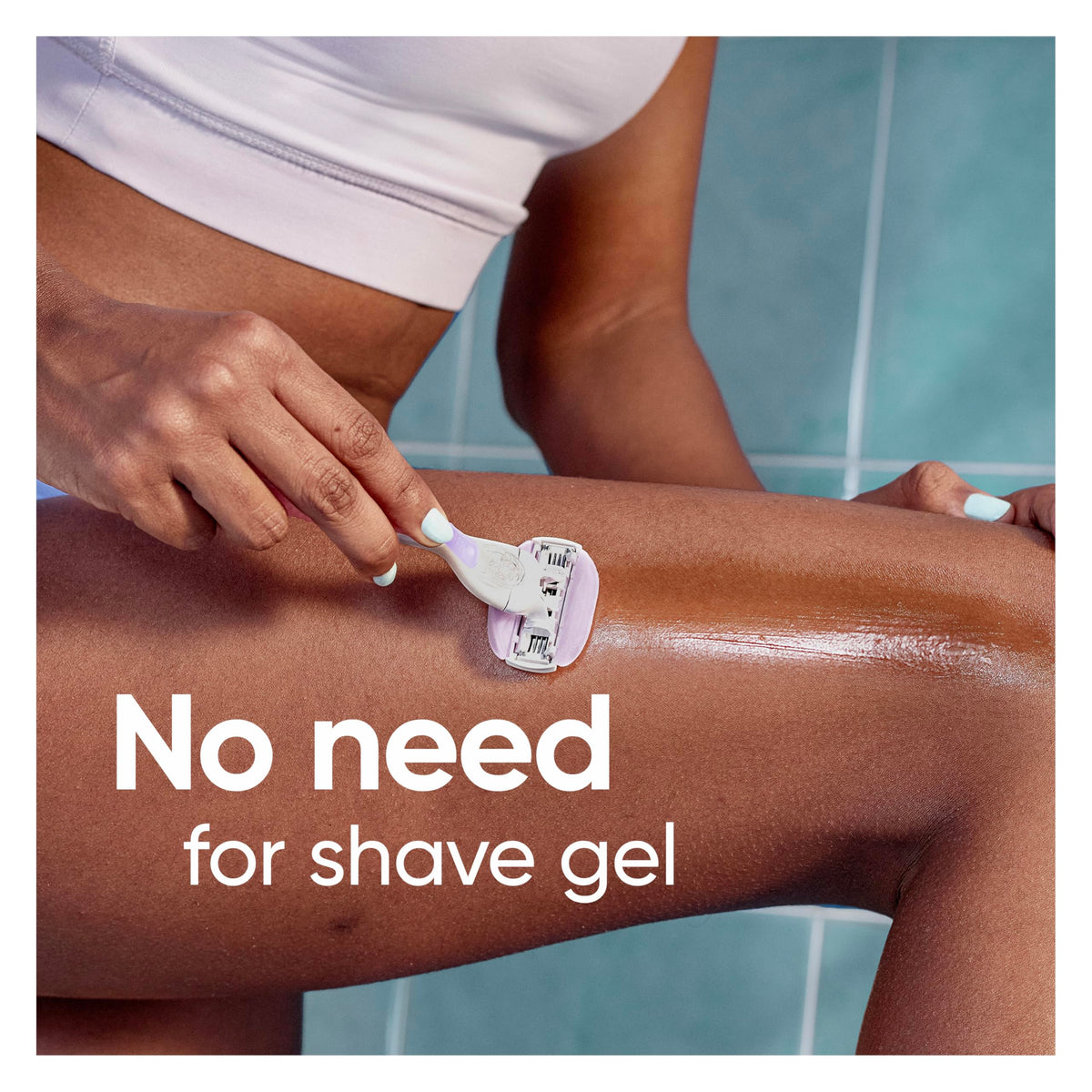 Gillette Venus handle grip texture emphasizing no-slip, confident handling