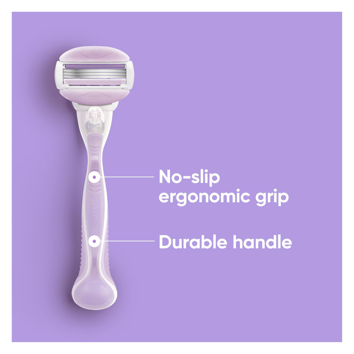 Gillette Venus in-shower use lifestyle scene showing quick, scented shave