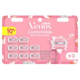 Gillette Venus label closeup showing product name and scent for informed purchase