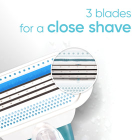 Gillette Venus blue lubrication strip detail signaling optimal glide benefit