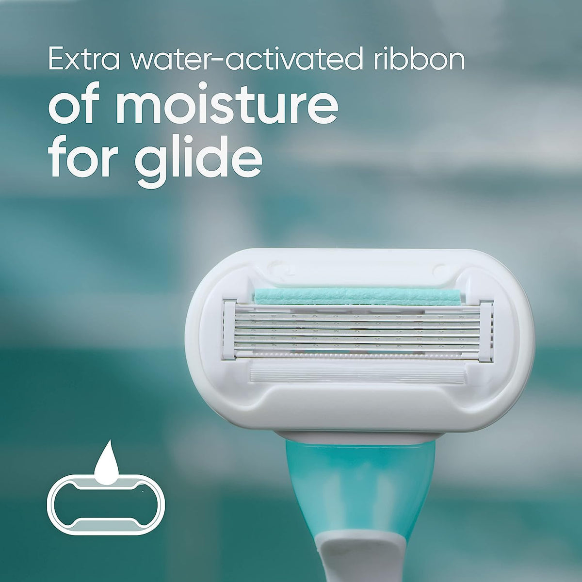 Gillette Venus moisture ribbon detail highlighting extra-rich lubrication benefit